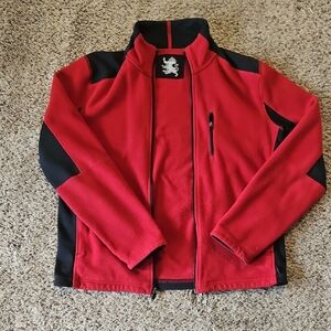 Express Red and Black Zip Up Sweater